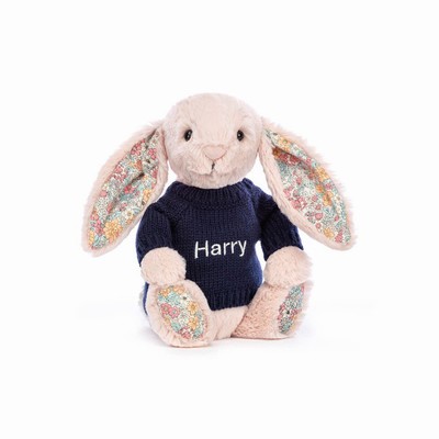 Jellycat Blossom Blush Bunny with Navy Jumper Australia | 035641GNU